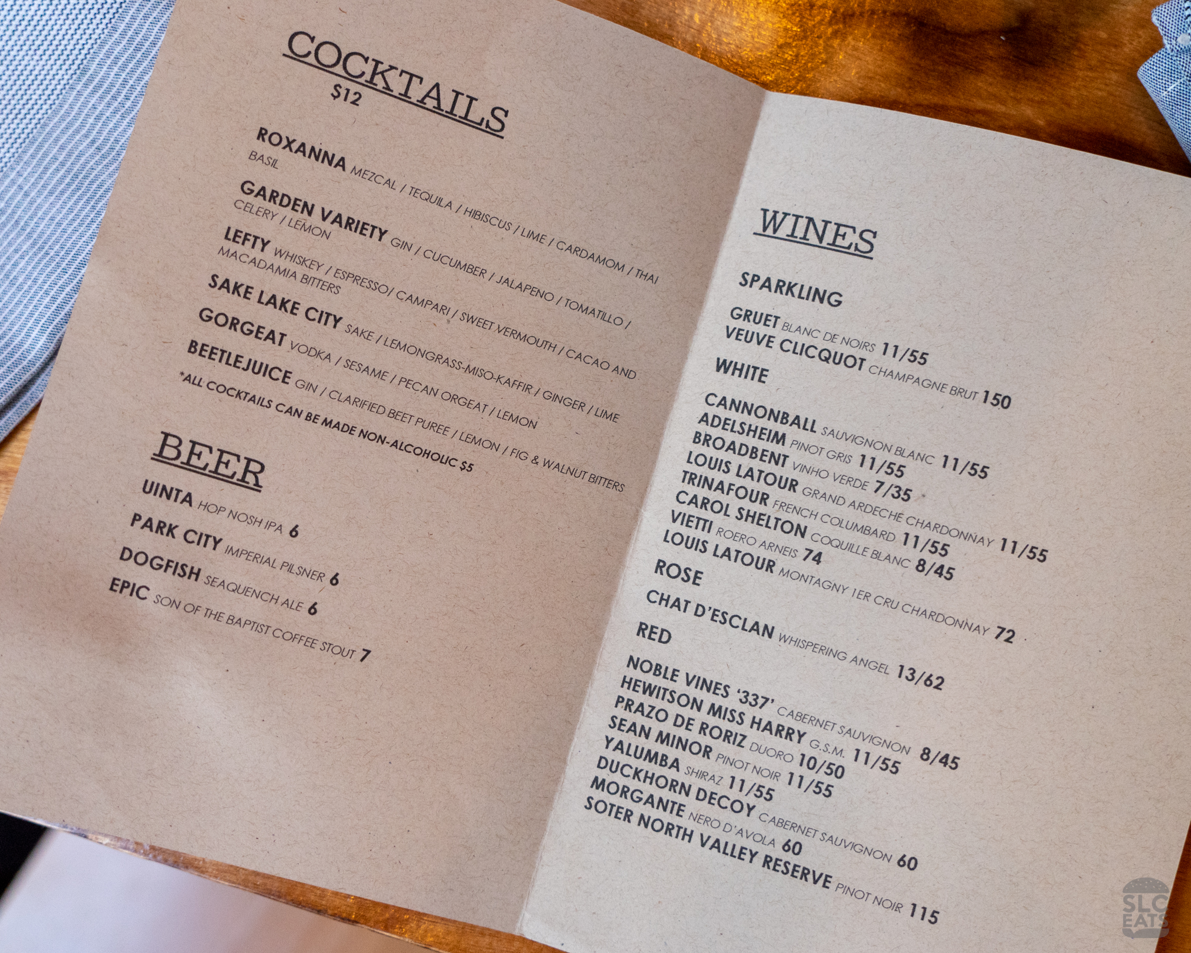 Drink Menu At Slc Eatery Slceats Highlighting The Best